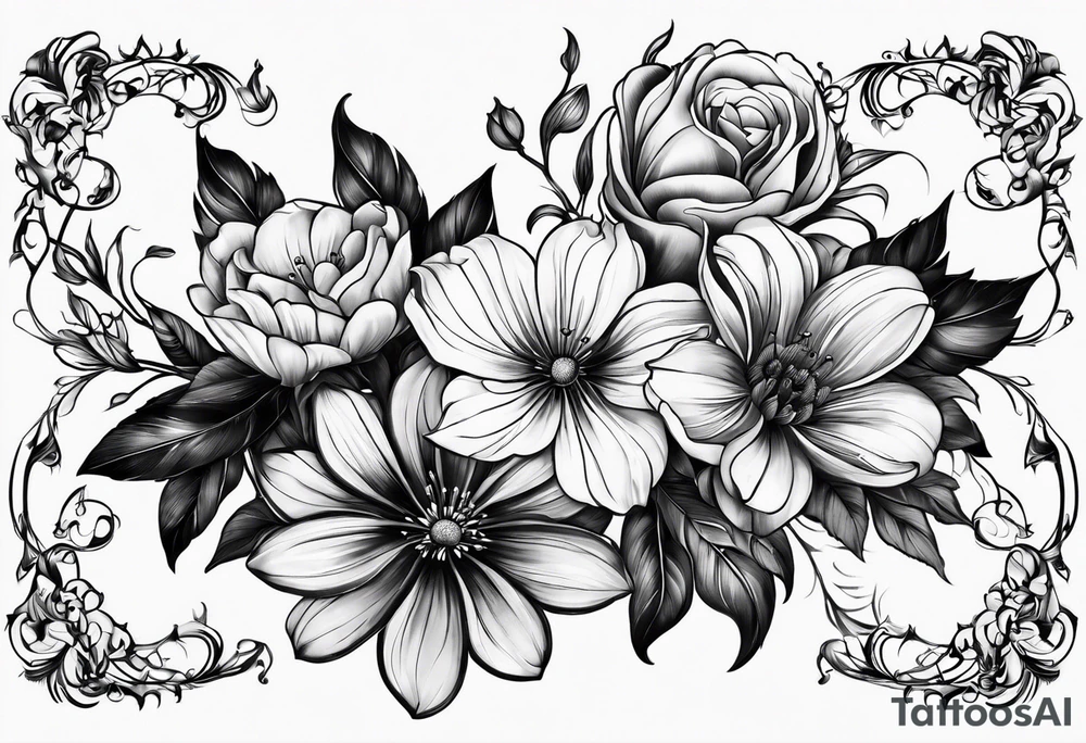Black flowers tattoo idea