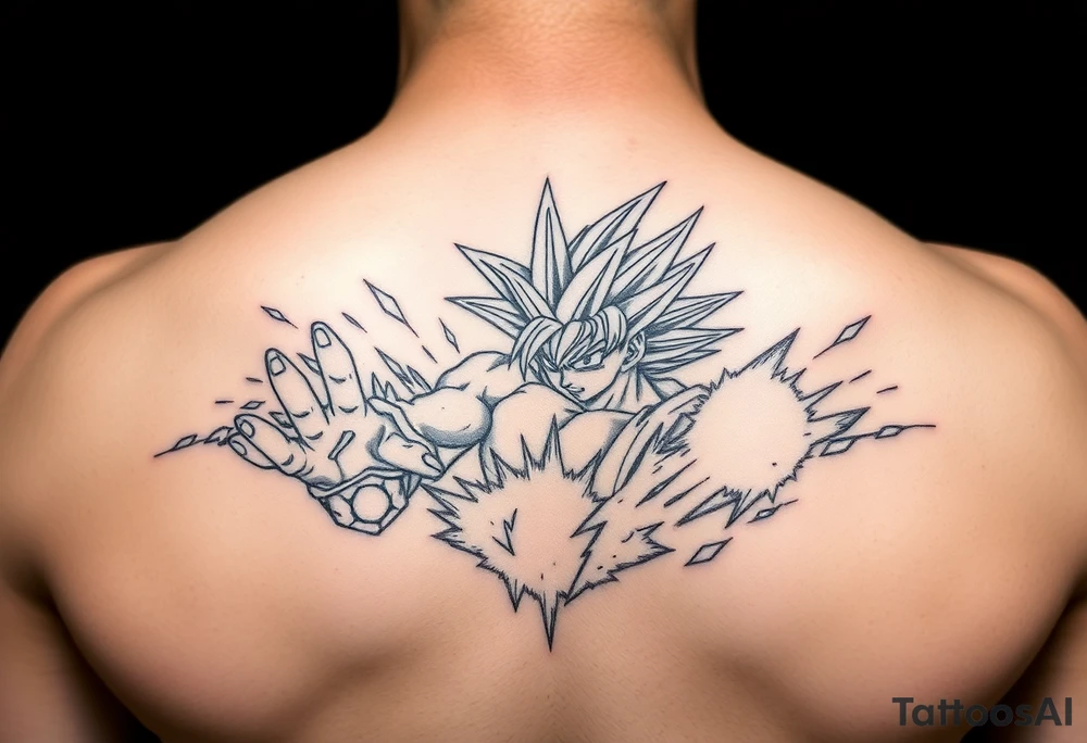 legendary dragonball z scene with energy aura and power effects tattoo idea
