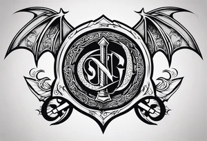 Valhalla sword shield dragon axe tattoo idea