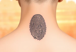 A negative space fingerprint on a watercolor background in warm sunset hues, symbolizing love’s warmth and radiance. tattoo idea