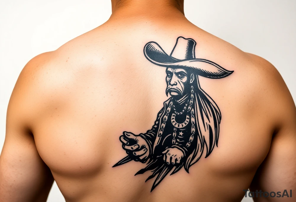 Charro negro in American traditional style tattoo idea