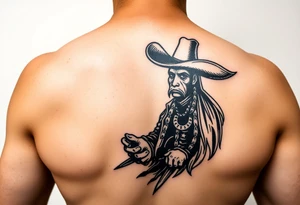 Charro negro in American traditional style tattoo idea