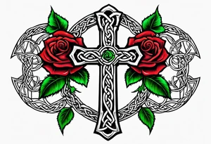 Celtic cross impaled by a rose tattoo idea