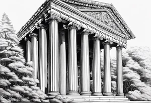 Roman pillars far away tattoo idea
