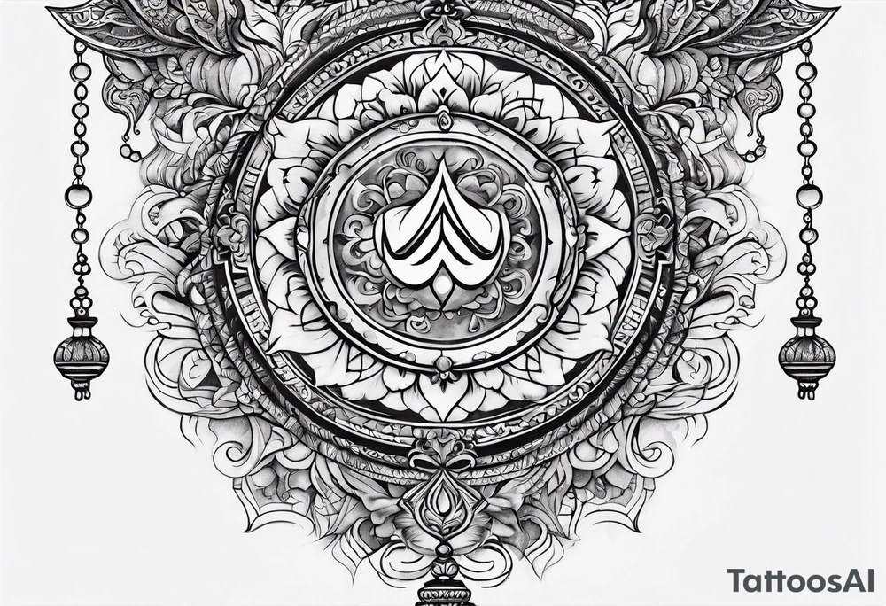 Sleeve tattoo based around Sanskrit Om symbol tattoo idea