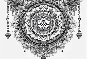 Sleeve tattoo based around Sanskrit Om symbol tattoo idea