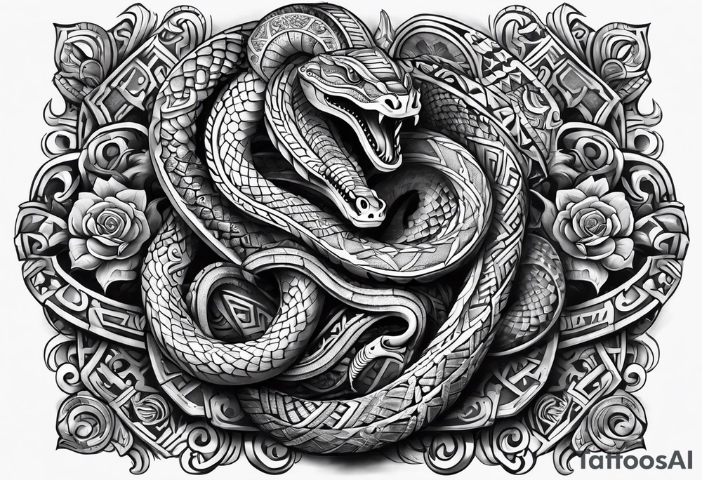 aztec snakes together tattoo idea