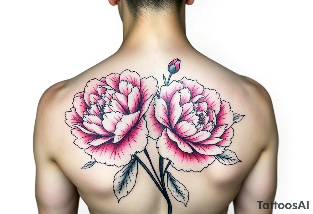 pink peonies on a woman tattoo idea