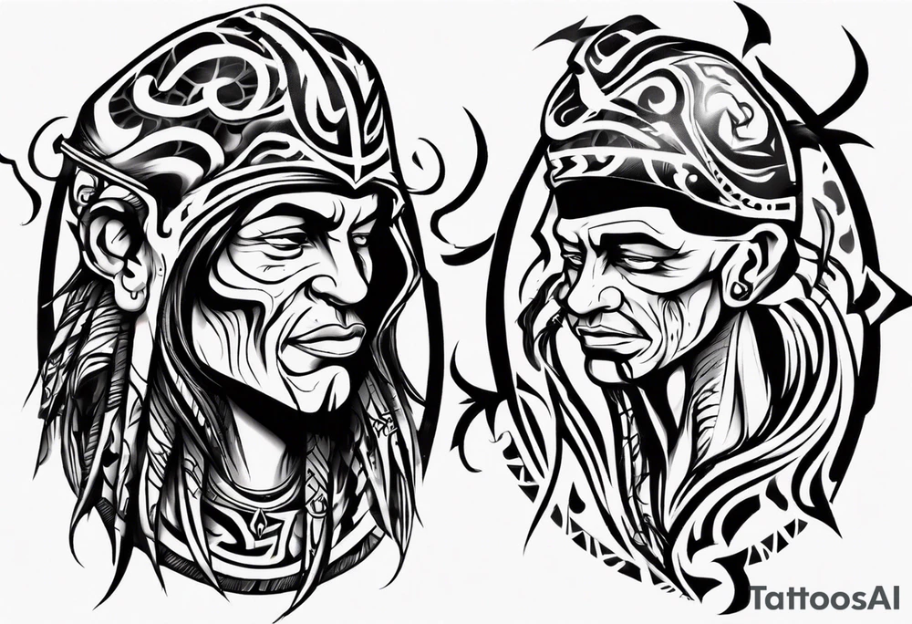 tribal tattoo father loving his son and wife making sure they are safe from the world and all the evil tattoo idea