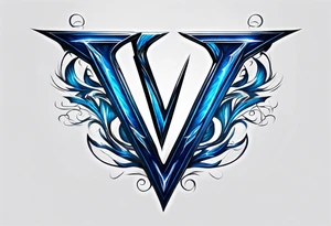 Blue Lightning forming The Letter V tattoo idea