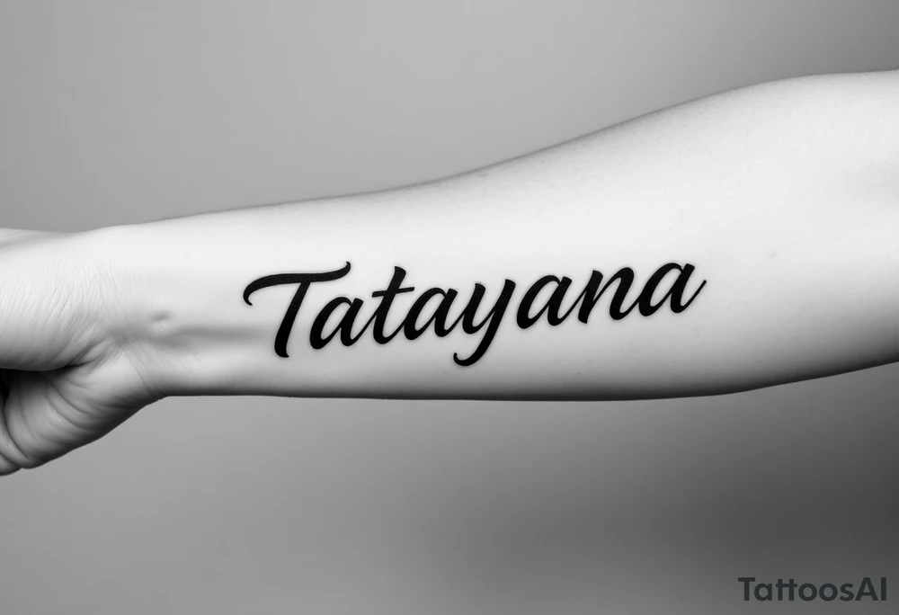 Tattoo for a man that says the name “Tatayana” tattoo idea