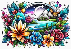 Glitter crystal cluster dreamland tattoo idea