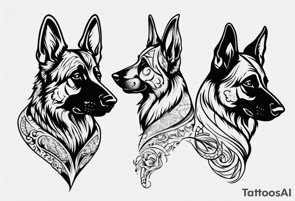 German shepherd side profile tattoo idea