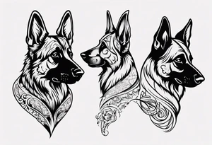 German shepherd side profile tattoo idea