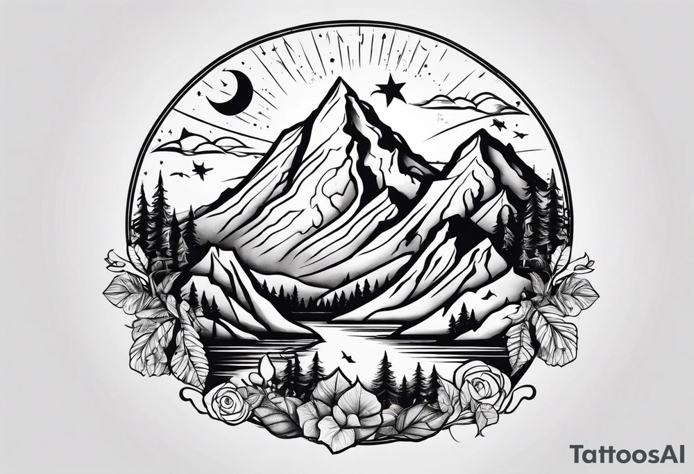 , mountains, food, music, dance tattoo idea