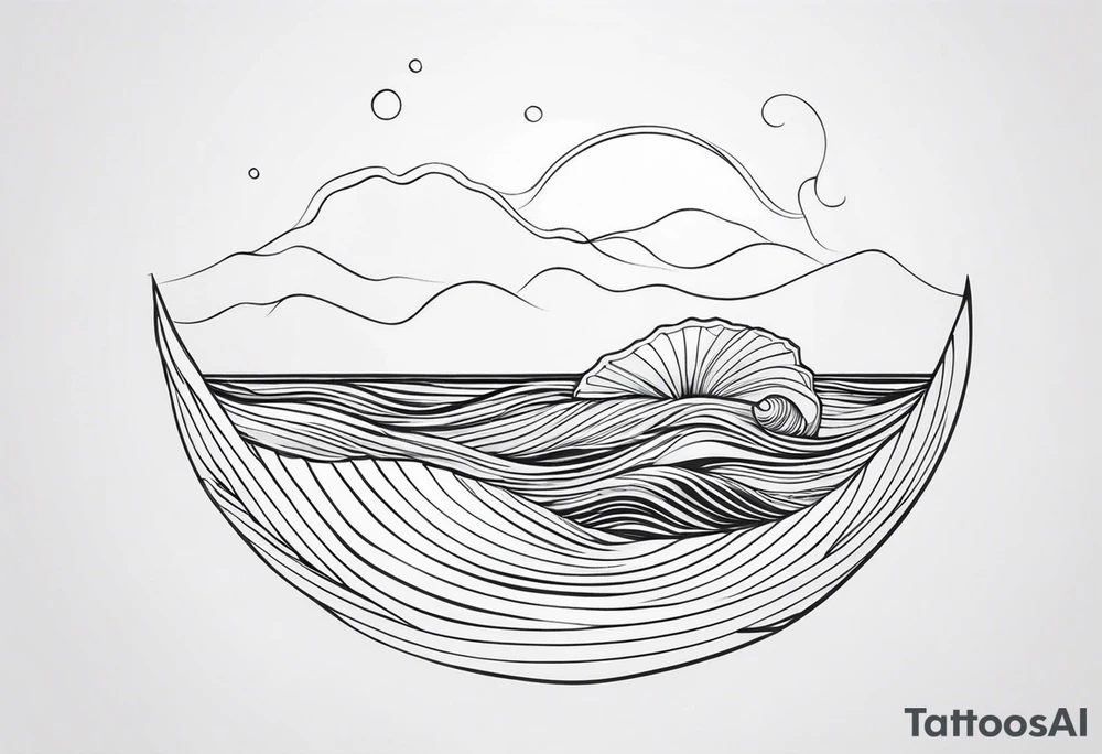 Sea shell with waves inside and sea creature tattoo idea Sea shell with waves inside and sea creature tattoo idea