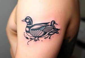 duck hunting tattoo for outside of forearm with a wood duck and mallard tattoo idea