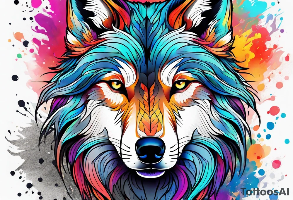 Trippy Wolf tattoo idea