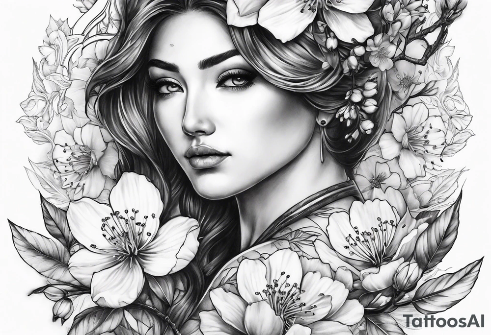 Gladius and cherry blossom tattoo idea