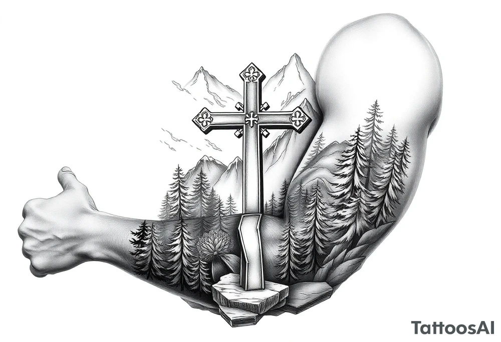 russian orthodox cross in a light forrest mountainous setting tattoo idea russian orthodox cross in a light forrest mountainous setting tattoo idea