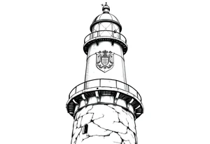 Lighthouse with coat of arms incorporated into the roof tattoo idea