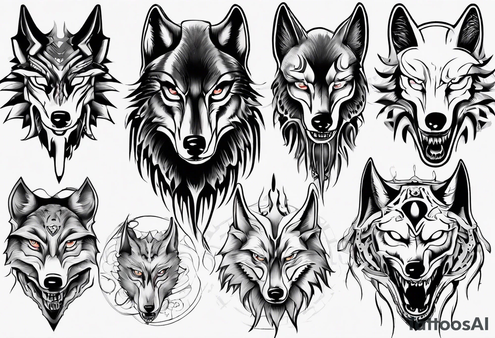 wolf face tattoo idea