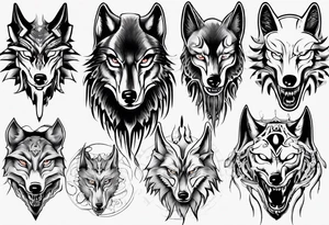 wolf face tattoo idea