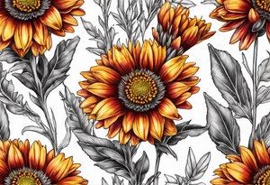 Indian blanket flower arrows tattoo idea