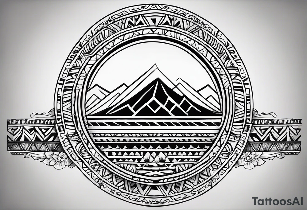 geometric hawaiian tradtional style arm band fill the outline of the big island of hawaii tattoo idea