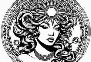 Medusa with the sun behind her tattoo idea