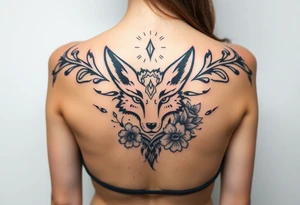 draw a fox with flowers tattoo idea
