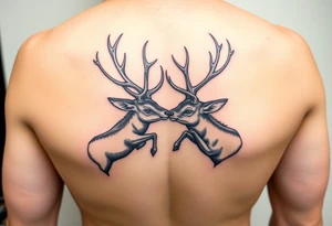 Two deer fighting with intertwined antlers tattoo idea