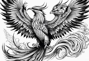 traditional Japanese phoenix white 
background high detail tattoo idea