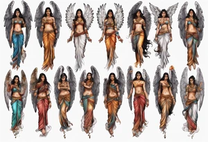 Indian angel on a balcony tattoo idea