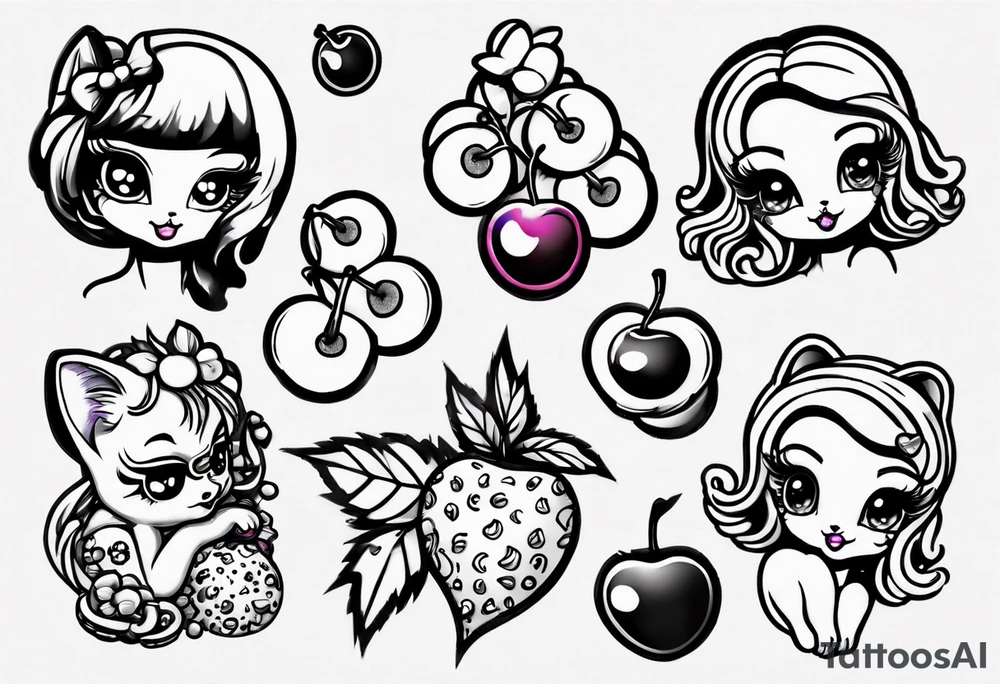 Lisa Frank cherry tattoo idea