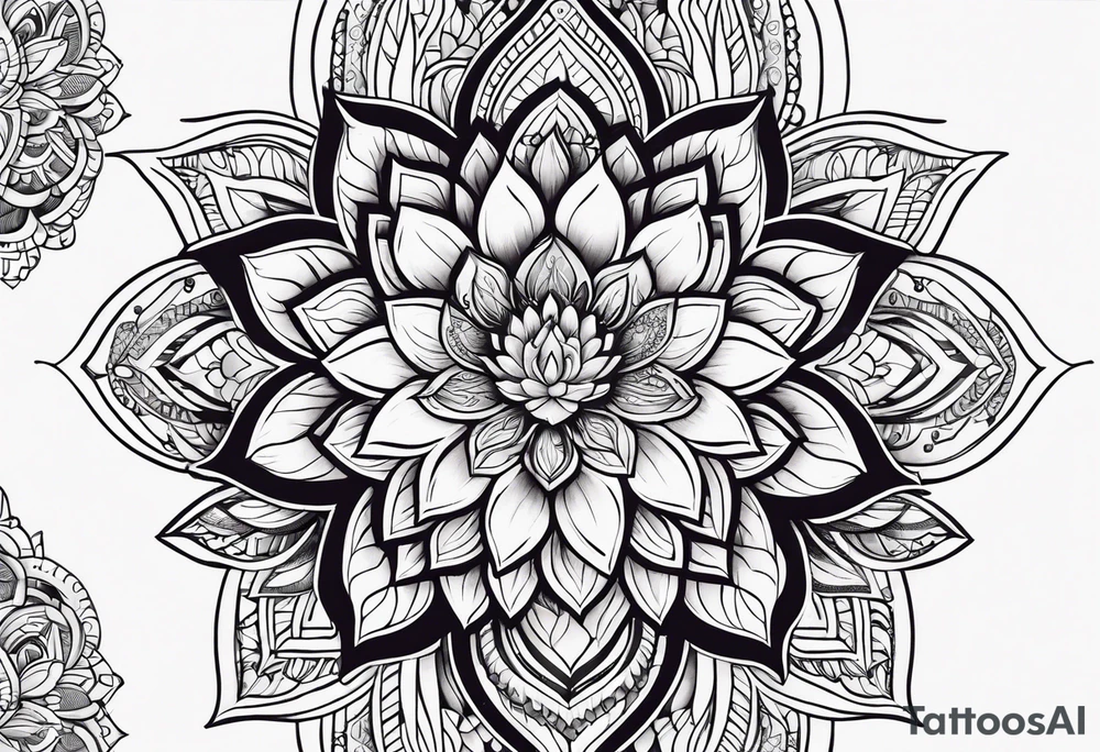 Hamsa and lotus flower sleeve tattoo idea