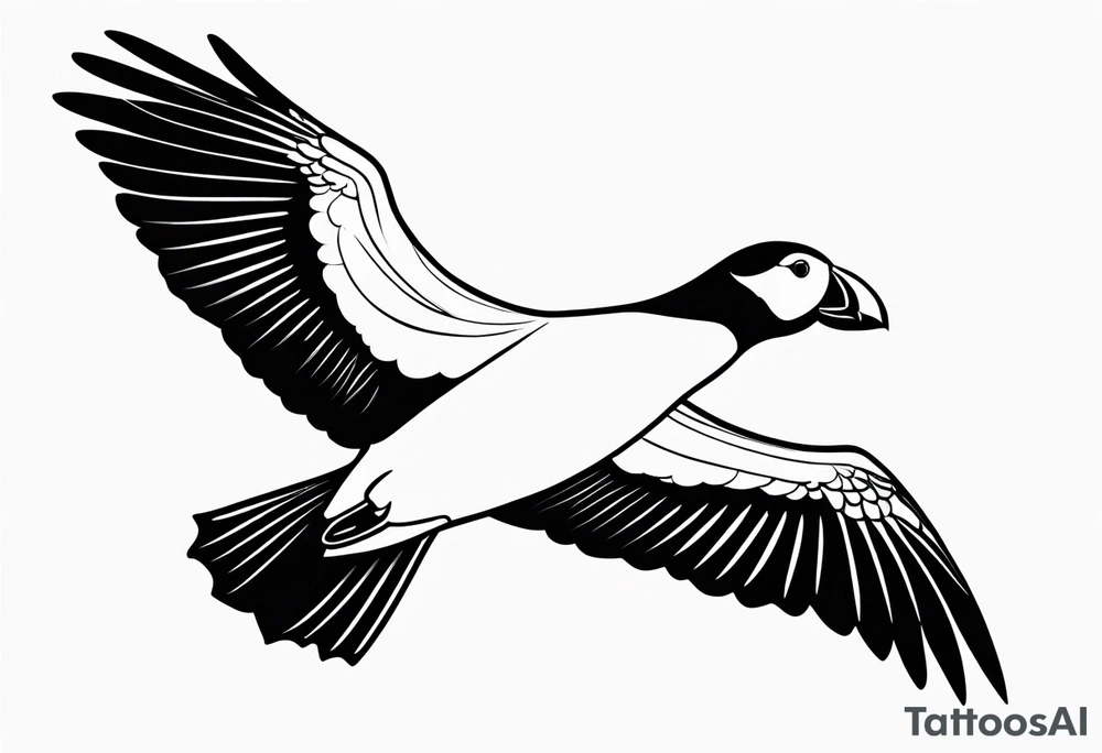 a black flying puffin 
 -  forarm Tattoo tattoo idea