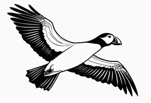 a black flying puffin 
 -  forarm Tattoo tattoo idea