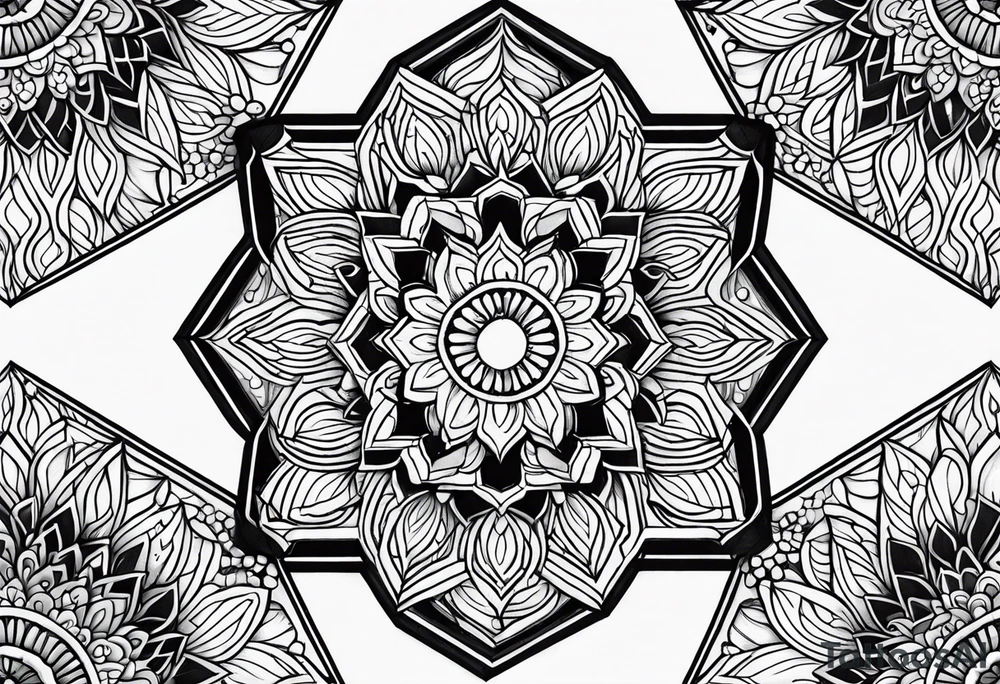 Mandala honeycomb hexagon tattoo idea
