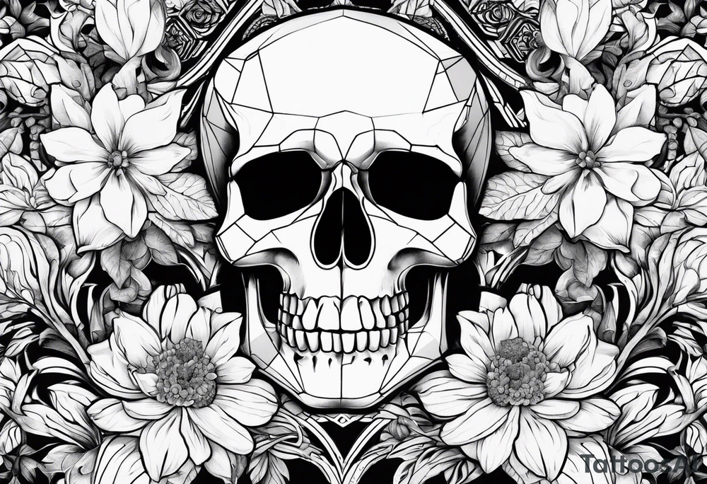 Flowers with skull l tattoo idea