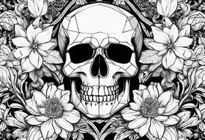 Flowers with skull l tattoo idea