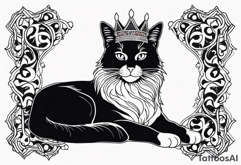 cat with crown tattoo idea
