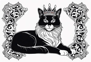 cat with crown tattoo idea