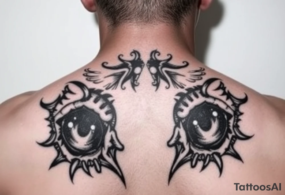 powerful faces with huge eyes tattoo idea