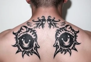powerful faces with huge eyes tattoo idea