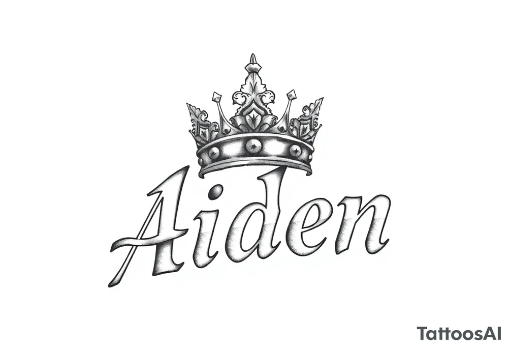 Kings crown on top of the name aiden tattoo idea