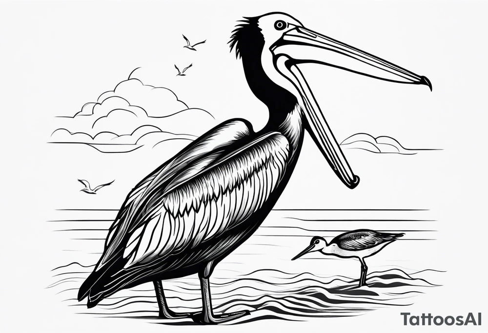 pelican and sandpiper, dainty, minimalist tattoo idea