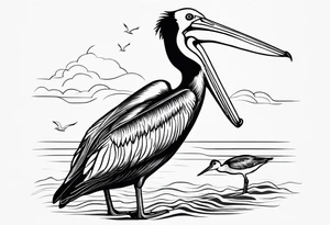pelican and sandpiper, dainty, minimalist tattoo idea
