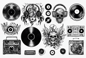 sound music vinyl DJ tattoo idea