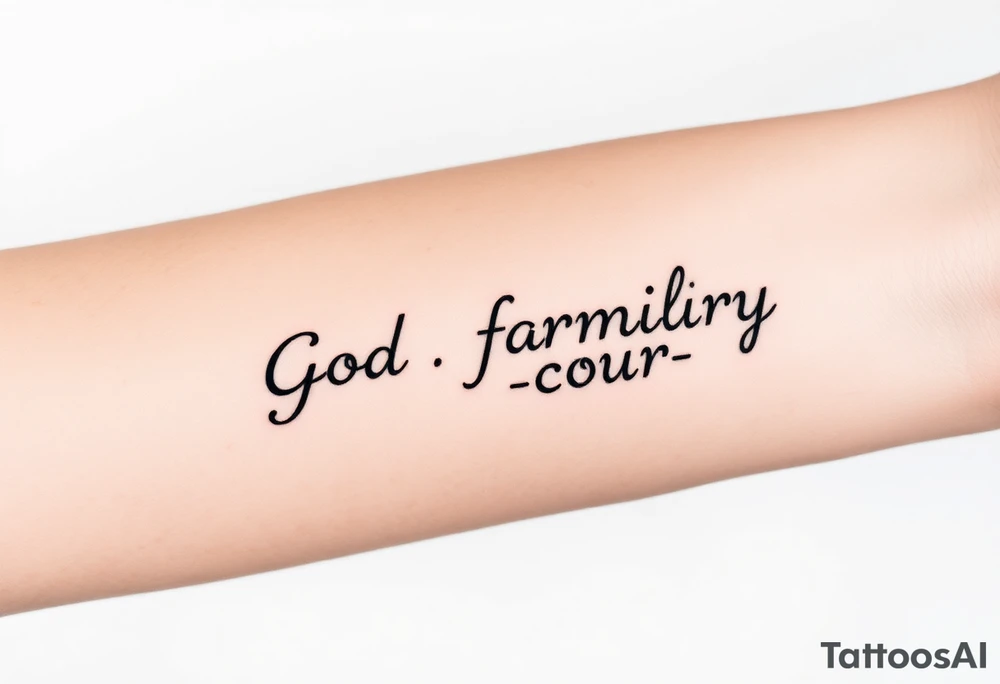 God family country written in Greek tattoo idea
